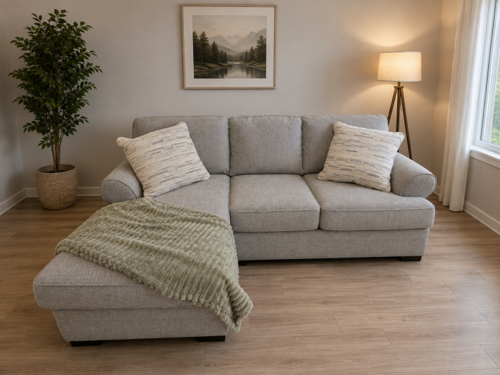 Ensemble salon canapé et fauteuil tissu gris Shawinigan